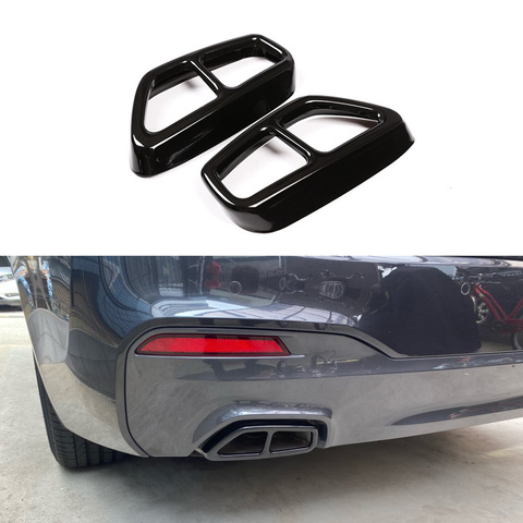 Yubao 2PCS/Set Stainless Rear Dual Exhaust Pipe Cover Trims Glossy Black For BMW 5 Series G30 G31 17- 18 ► Photo 1/6