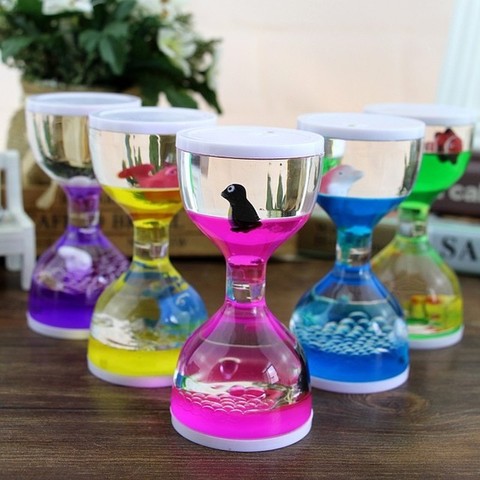 Acrylic Hourglass Timer Clock Cute Animal Ornaments Decoration Floating Visual Movement Liquid Oil Hourglass Liquid Motion Timer ► Photo 1/6