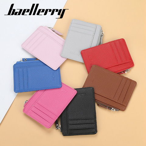 New Fashion Men/Women Mini ID Card Holders Business Credit Card Holder PU Leather Slim Bank Card Case Organizer Wallet Zipper ► Photo 1/6