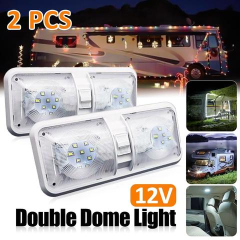 RV LED Light 12V 800lm 6000-6500K Ceiling Fixture Camper Trailer Marine Double Dome Light 48 LEDs Wholesale Quick delivery CSV ► Photo 1/6