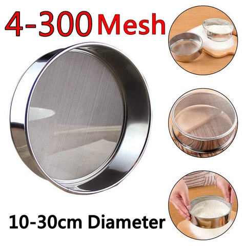 4-300M Round 304 Stainless Steel Flour Sieve Kitchen Food Bean Filter Screen Lab Powder Filter Sieve Strainer Sifter Baking ► Photo 1/6