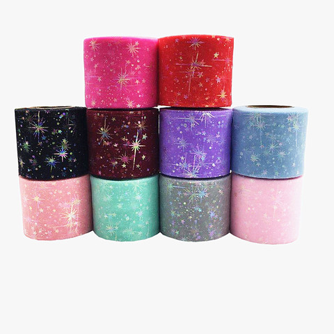 22m/roll Rainbow Glitter Star Tulle Roll Sequin Crystal Organza Sheer Fabric DIY Craft Gift Tutu Skirt Home Wedding Decoration ► Photo 1/6