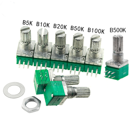 5PCS  RK097G  Double potentiometer  B5K/10K/20K/50K/100K  6PIN  Audio amplifier sealed potentiometer ► Photo 1/3