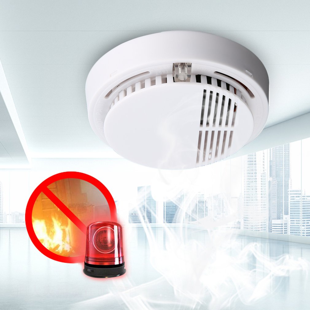 Smoke Detector Independent Sensor Home Office Security Photoelectric Fire Alarm 