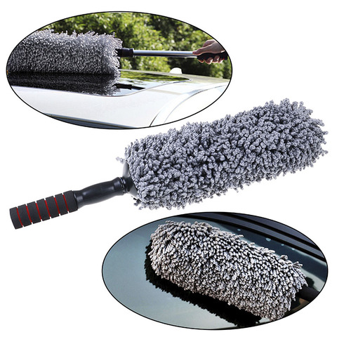 Microfiber Long Handle Dust Wax Washable Drag Wax Shan Washer Car Cleaning Brush Auto Window Duster Retractable Stainless Steel ► Photo 1/6