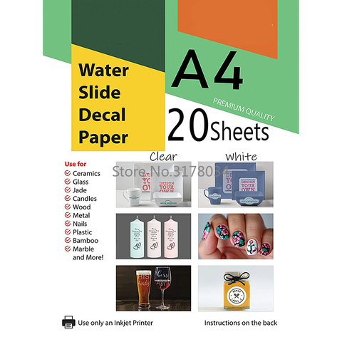 Transparent Waterslide Decal Paper for Inkjet Printer A4 Water Slide Transfer Printable Paper High Resolution DIY Design Cup ► Photo 1/6