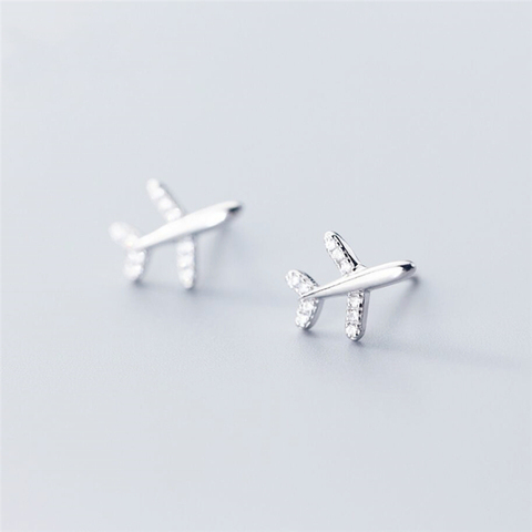 Sole Memory Sweet Cute Mini Plane Literary 925 Sterling Silver Fashion Female Stud Earrings SEA729 ► Photo 1/5