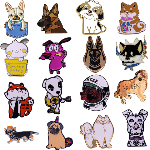 Adorable Dogs Brooch Cute Pet Animal Badge Golden Doggie Enamel Pin Accessory ► Photo 1/6