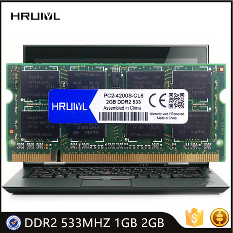 HRUIYL Notebook RAM PC2-4200S Memory 1.8V 200 Pin DDR2 533MHZ 1GB 2GB High Performance SODIMM Laptop Memoria Module SDRAM New ► Photo 1/6