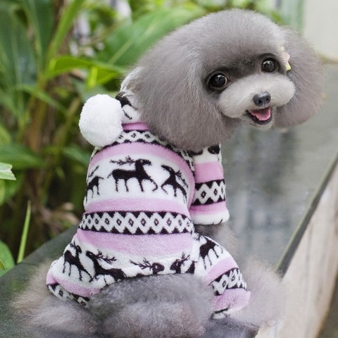 Bichon Maltes Yorkie Clothes Winter Pyjamas For Dogs Odezda Dlja Sobak Jumpsuit For Dog Deer Costume French Bulldog Pajamas ► Photo 1/1