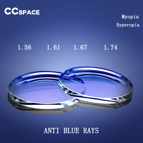 1.56 1.61 1.67 1.74 Index Anti Blue Light  A Pair Of Optical Lens GREEN-EMI Prescription Myopia Presbyopia Scratch-resistant ► Photo 1/6