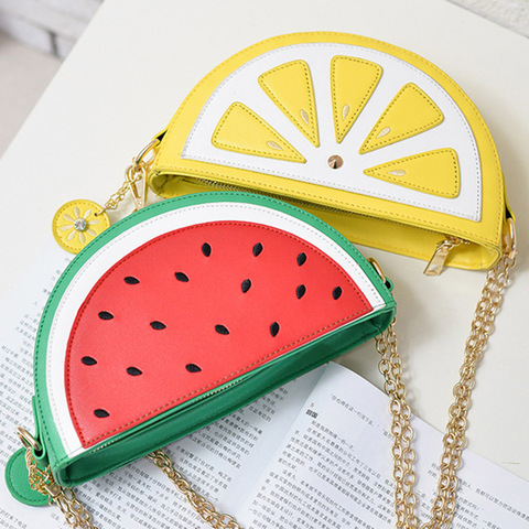 2022 summer new female bag PU leather women bag cute fruit packet chain shoulder messenger bag orange watermelon Strawberry bag ► Photo 1/5