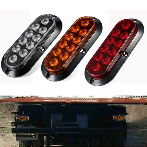 10 LED 6'' Oval Surface Mount Brake Stop Side Maker Stop Turn Signal Tail Light Trailer Truck Lamp 12V ► Photo 1/6