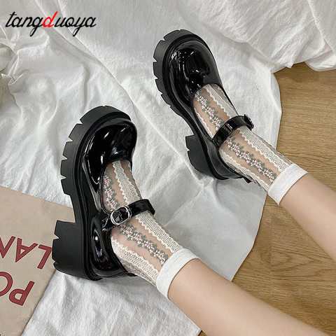low heel women shoes models Mary Jane shoes women's Japanese high heels platform shoes harajuku vintage lolita shoes heels ► Photo 1/6