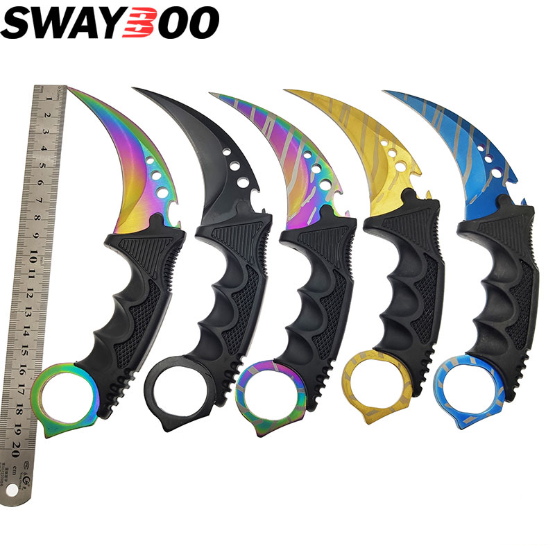 CS GO Karambit Knife with Sheath Fixed Blade Claw Knives Training Pocket  Survival Tactical Knife Outdoor Camping EDC Tool