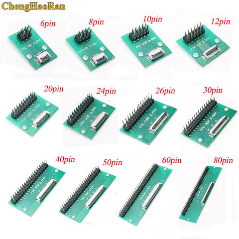 1pcs 0.5mm pitch Connector SMT Adapter to 2.54mm 1.00 inch pitch through hole FPC FFC Cable 6 8 10 12 20 24 30 40 50 60 80 PIN ► Photo 1/6