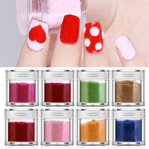 1 Box 10ML Fuzzy Flocking Velvet Nail Powder Colorful Glitter Dust Nail Art Tips Decoration ► Photo 1/3