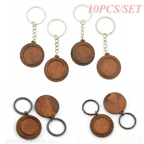 10 PCS/SET Base Handmade Jewelry Brown Wooden Pendant Accessories Keychain for Making Birthday Women Gift ► Photo 1/6