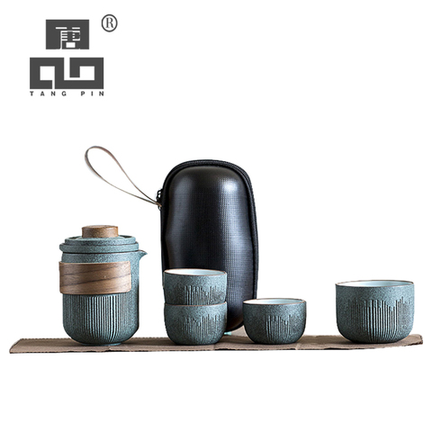 TANGPIN green ceramic teapot teacups a tea set portable travel tea set drinkware ► Photo 1/6