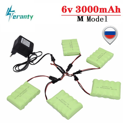 6v 3000mAh Battery and Charger For RC Cars Robots Tanks Gun Boats 6v NiMH Battery Aa 2400mah 6v Rechargeable Battery Pack ► Photo 1/4