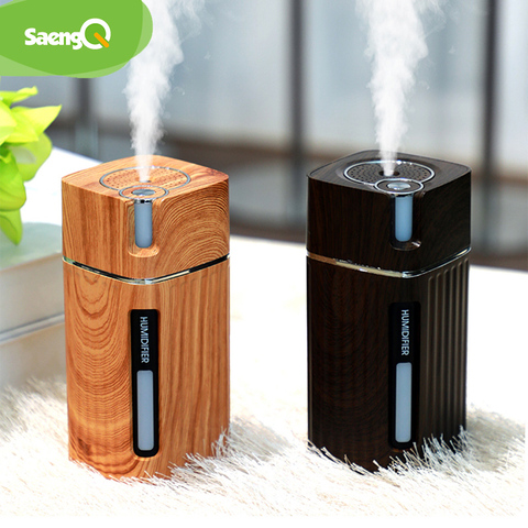 saengQ Electric Humidifier Aroma Oil Diffuser Essential Ultrasonic Wood Grain Air Humidifier USB Mini Mist Maker LED Light ► Photo 1/6