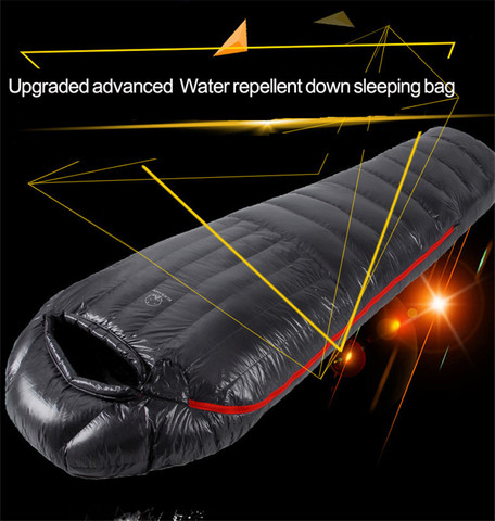 Upgraded High-grade White Goose Down Camping Sleeping Bag with Water Repellent Treatment Warm Insulated Fit for Cold Weather ► Photo 1/6