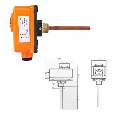 G1/2 Male Thread Hot Water Pipe Thermostat Temperature Controller 90 Celsius High Temperature Start Heating System Parts ► Photo 1/6