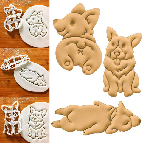 3Pcs/set DIY Tool Cake Decorating Cookie Mold 3 Type Cute Corgi Dog Shaped Cookie Cutters Mold Kitchenware Bakeware Tools Cookie ► Photo 1/6