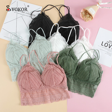SVOKOR Seamless Sexy Lace Bra Gathers Wireless Sling Beautiful Back Comfortable Small Chest Underwear ► Photo 1/6