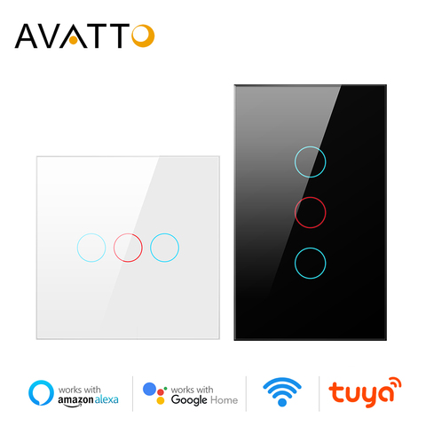 AVATTO Tuya WiFi Smart Light Switch with Luxuray Glass Panel, Touch Sensor Smart Wall Switch Voice Work with Alexa, Google Home ► Photo 1/6