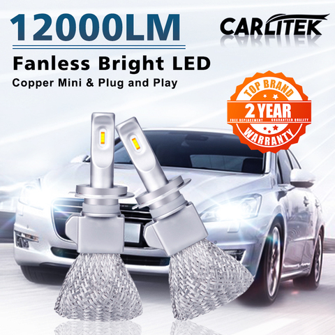 Carlitek LED H7 H4 LED Car Headlight Bulbs auto lamp LED CSP Copper Lights H1 H11 H8 HB3 HB4 Fog Lights 9005 9006 for car 6000K ► Photo 1/6