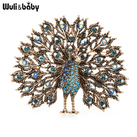 Wuli&baby Mulitcolor Big Sparkling Peacock Brooches Pins For Women Jewelry Gift 4 Colors Badge Scarf Buckle ► Photo 1/5