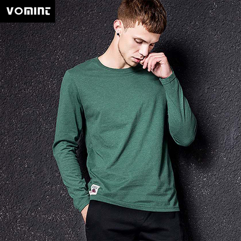 Vomint New Solid Color T-shirt Men's Multi-Color Color Arn Wash T-shirt Male Autumn Winter T-shirt Cotton Long-Sleeved ► Photo 1/6