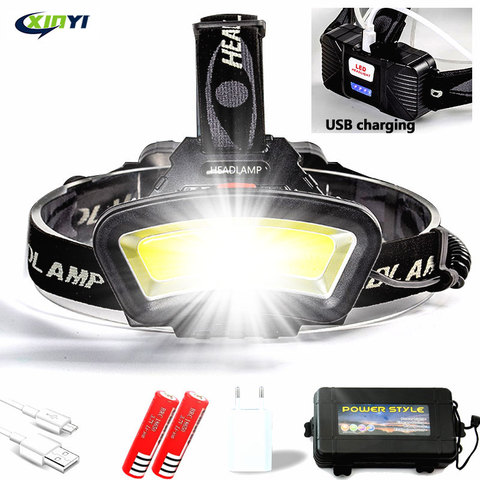 200m Long Lighting Distance 8000LM USB rechargeable LED Headlamp Wide Angle COB Head Light Lantern Use 2*18650 For Hike Outdoor ► Photo 1/6