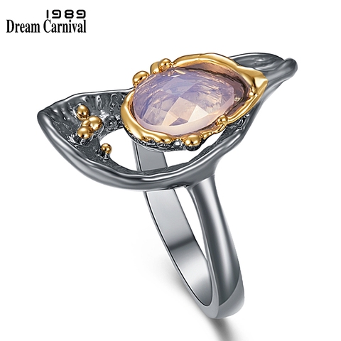 DreamCarnival1989 New Leaf Look Solitaire Finger Ring with Water Drop Cubic Zirconia Women Fashion Wedding Jewelry Rings WA11782 ► Photo 1/6