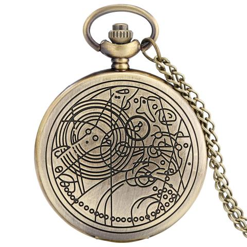 Retro Bronze Necklace Quartz Pocket Watch Analog Pendant Full Hunter Antique Classic Style Vintage Chain Clocks for Men Women ► Photo 1/6