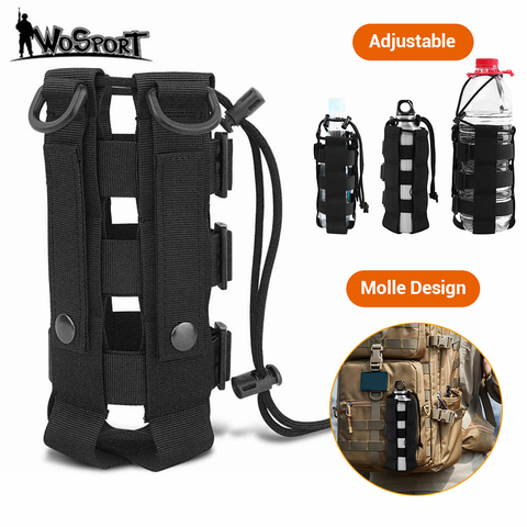 Upgraded Tactical Molle Water Bottle Pouch Bag Military Outdoor Travel Hiking Drawstring Water Bottle Holder Kettle Carrier Bag ► Photo 1/6