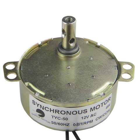 TYC-50 Synchronous Motor 12V AC 0.8/1RPM CW/CCW High Torque motor 4W Permanent Magnet Gear Motor ► Photo 1/5