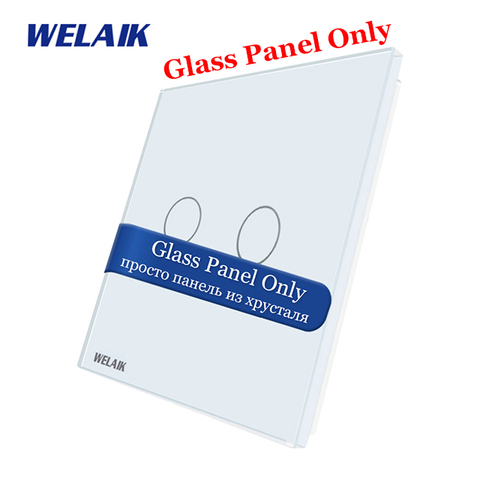 WELAIK EU Not-Touch-Switch-DIY Parts-Glass Panel-Only Wall-Light-Switch Crystal-Glass-Panel-2Gang  A192W/B1 ► Photo 1/6