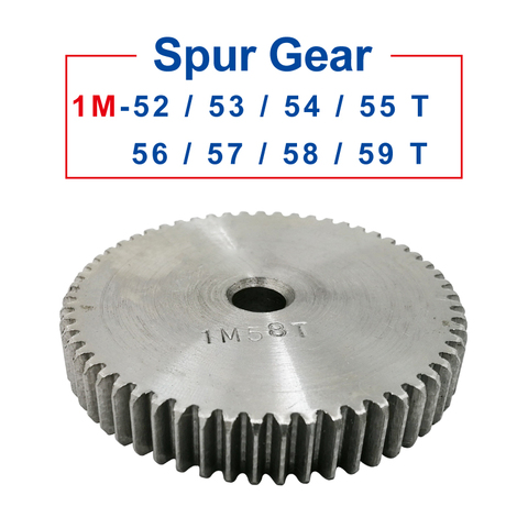 1 Piece spur Gear 1M52/53/54/55/56/57/58/59T rough Hole 8mm pinion gear 45#carbon steel Material  motor gear Total Height 10mm ► Photo 1/6