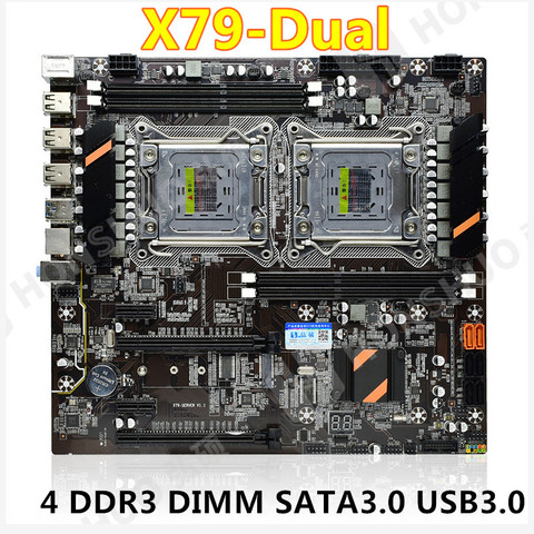 JSFFFL X79 placa base de CPU dual LGA 2011 4*DDR3 REG ECC USB3.0 sta3 PCI-E 3,0 con placa base de procesador Xeon dual ► Photo 1/3