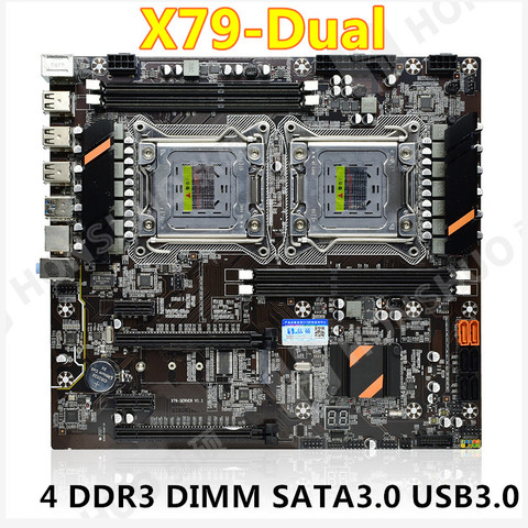 JSFFFL X79 placa base de CPU dual LGA 2011 4*DDR3 REG ECC USB3.0 sta3 PCI-E 3,0 con placa base de procesador Xeon dual ► Photo 1/3