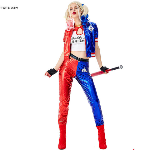 Buy Online S Xxl Women Halloween Circus Clown Droll Joker Costumes Female Suicide Squad Harley Quinn Cosplay Carnival Purim Bar Party Dress Alitools
