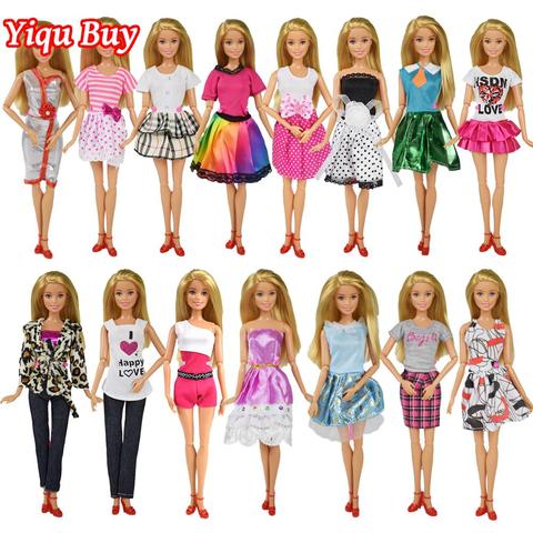 9 Item/Set Doll Accessories=3 Pcs Doll Clothes Dress+ 3 Glasses + Random 3 Pairs Shoes for Barbie Doll Girl Toy Best Gift ► Photo 1/6