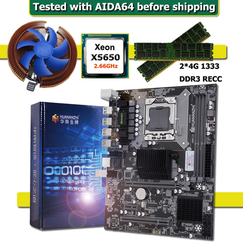 HUANANZHI X58 CPU LGA1366 Motherboard with Xeon Processor X5650 and Cooler RAM 8G(2*4G) REG ECC Computer Hardware DIY ► Photo 1/6