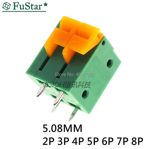 10pcs CY142V KF142V 5.08mm PCB Spring Terminal Block KF142R-5.08 2P 3P 4P 5P 6P 7p 8p Terminals Connector PCB Mounted Screw Hot ► Photo 1/1