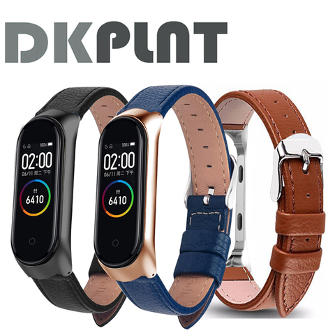 Colorful Leather Black Rose Gold Case Smart Watch band for Xiaomi Mi Band 4/3/5 strap For xiaomi mi band 5/4/3 bracelet strap ► Photo 1/6