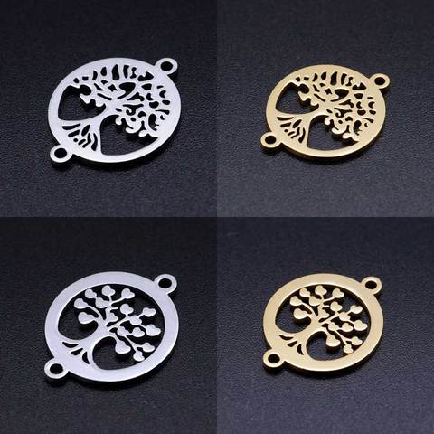 5pcs/lot 316L Stainless Steel Heart Tree of Life DIY Connector Charm Wholesale Jewelry Finding Supplies Pendants for Necklaces ► Photo 1/5