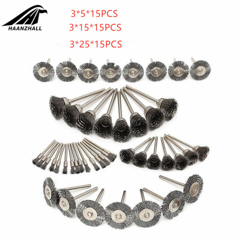 45pcs mini rotary stainless steel wire wheel wire brush small wire brushes set accessories for dremel mini drill rotary tools ► Photo 1/4