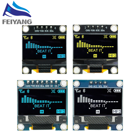 10PCS 4pin 7pin White/Blue/Yellow Blue color 0.96 inch 128X64 OLED Display Module For Arduino 0.96